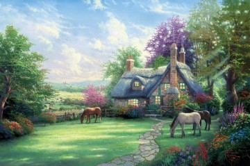 完璧な夏の日のトーマス キンケードの風景 Oil Paintings